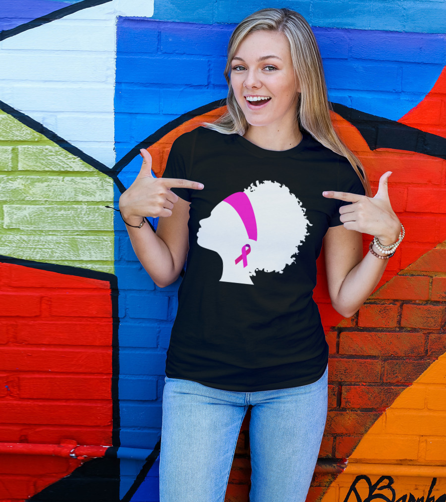 Afro Pink Ribbon Breast Cancer Awareness T-Shirt