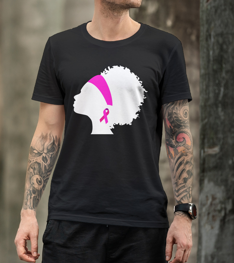 Afro Pink Ribbon Breast Cancer Awareness T-Shirt