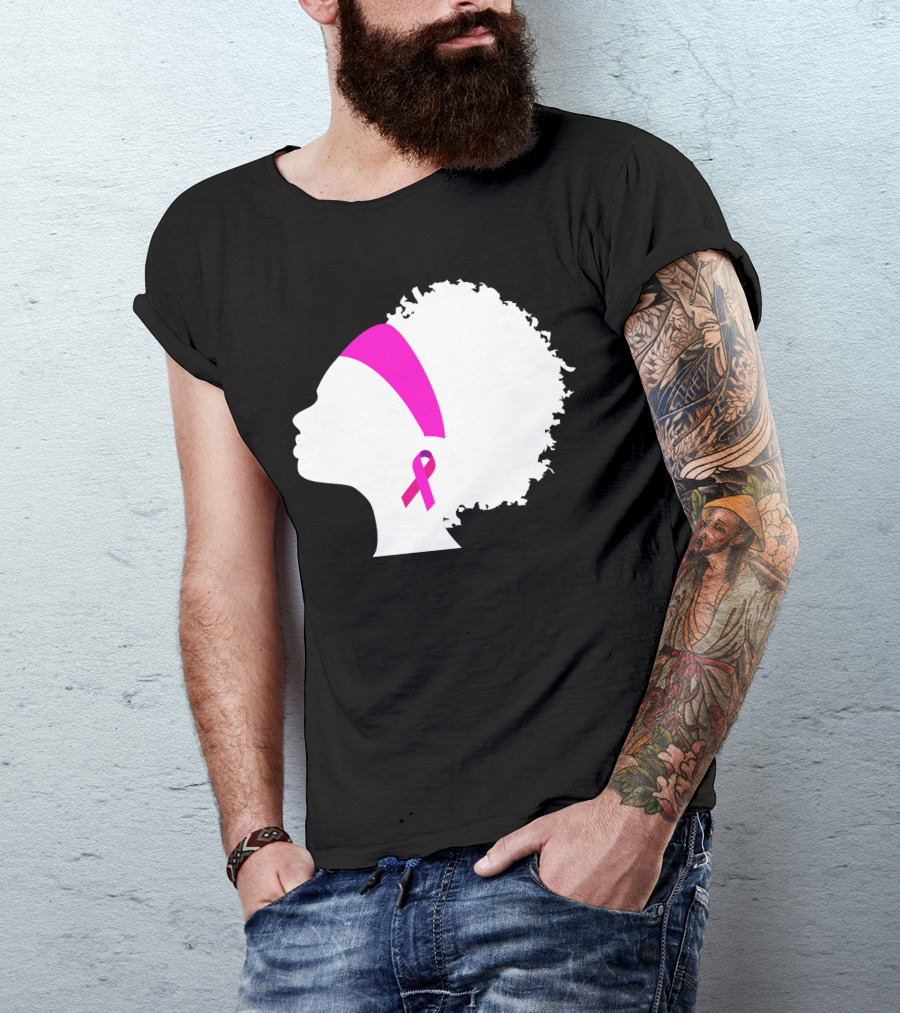Afro Pink Ribbon Breast Cancer Awareness T-Shirt