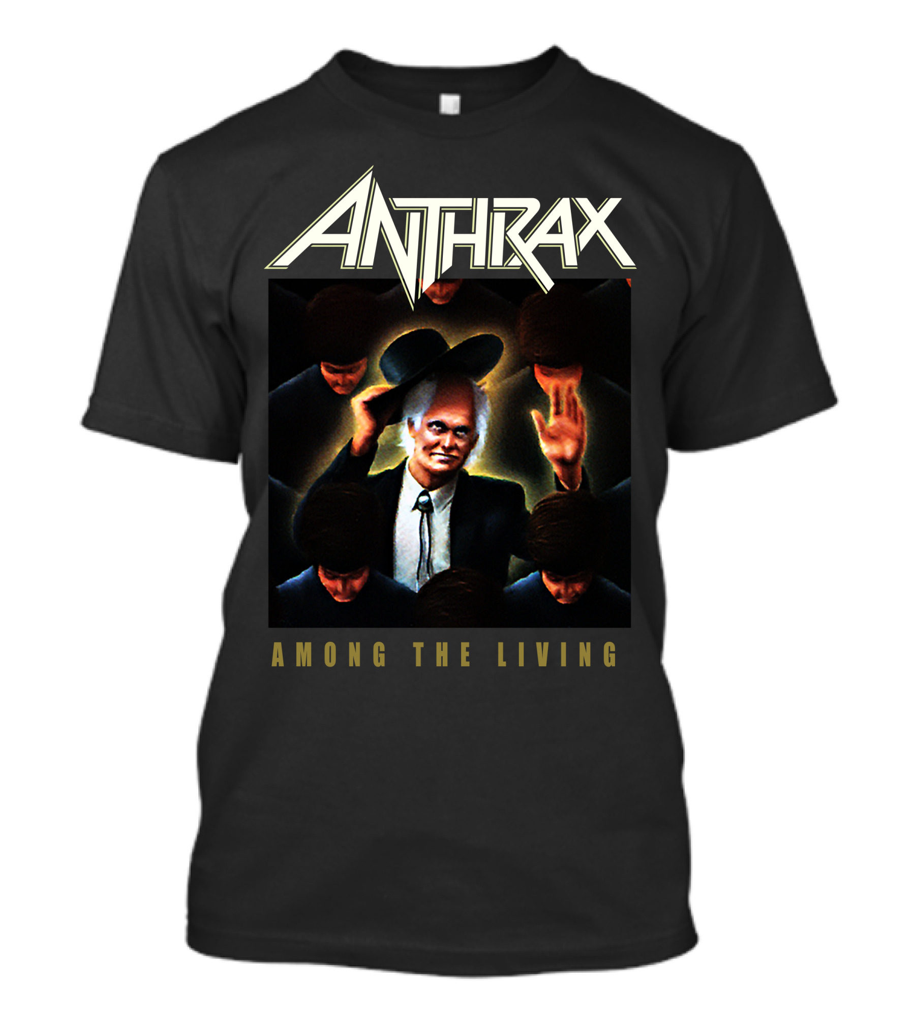 Anthrax Among The Living Iconic Album Cover Art Black Hat Man Scene T-Shirt