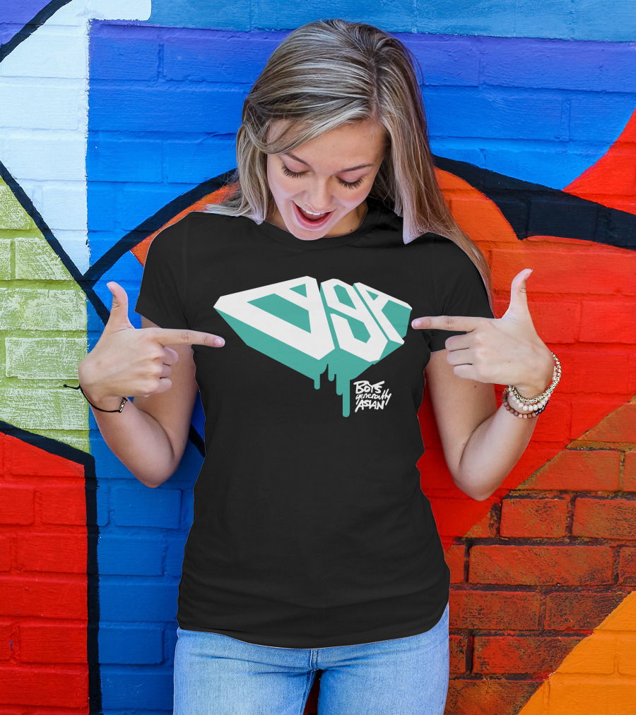 Bga Boys Generally Asian 3D Dripping Typography T-Shirt