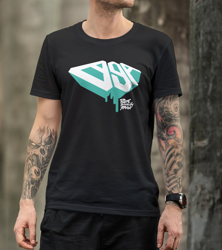 Bga Boys Generally Asian 3D Dripping Typography T-Shirt