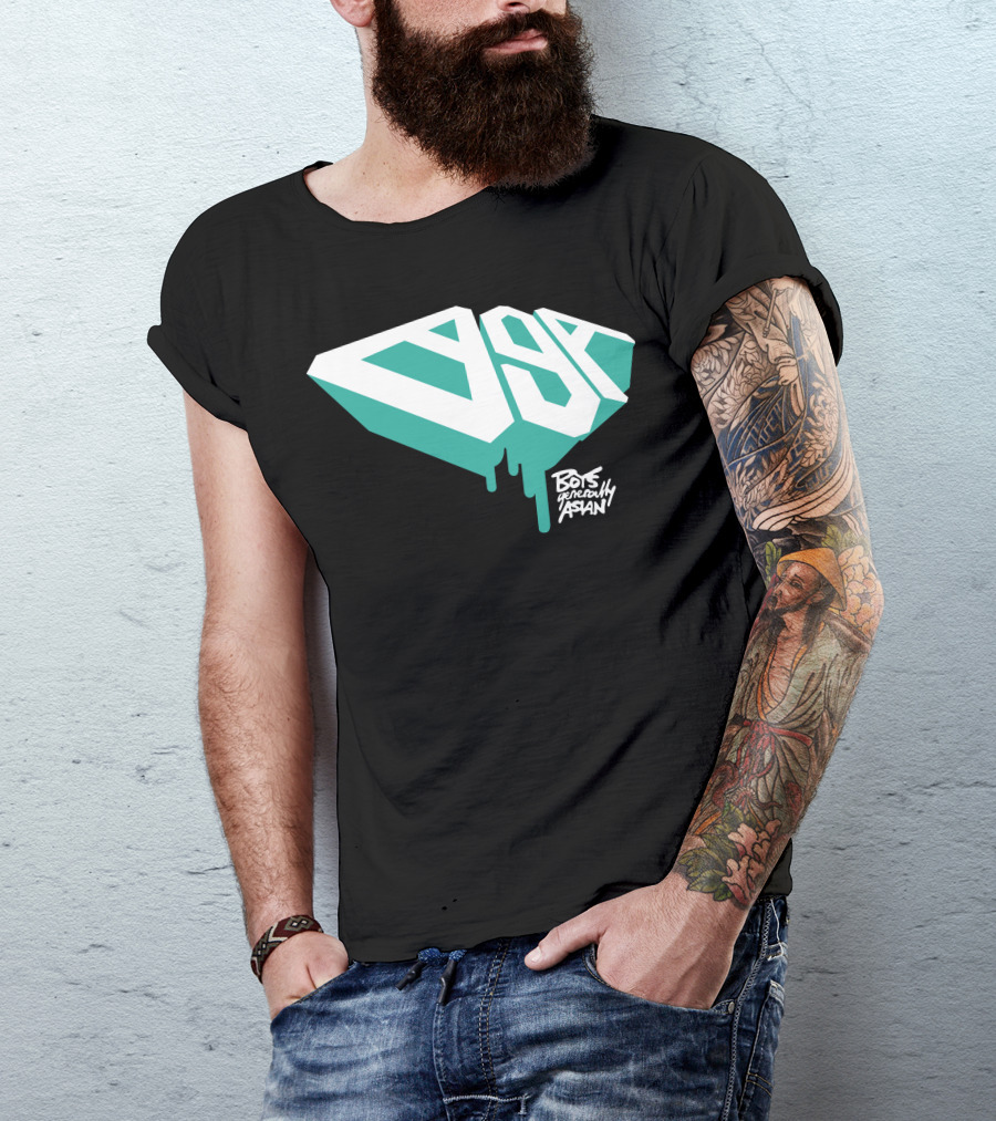 Bga Boys Generally Asian 3D Dripping Typography T-Shirt