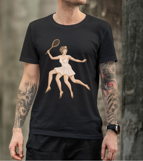 Blonde Redhead Quadruple Tennis Player Art Deco T-Shirt