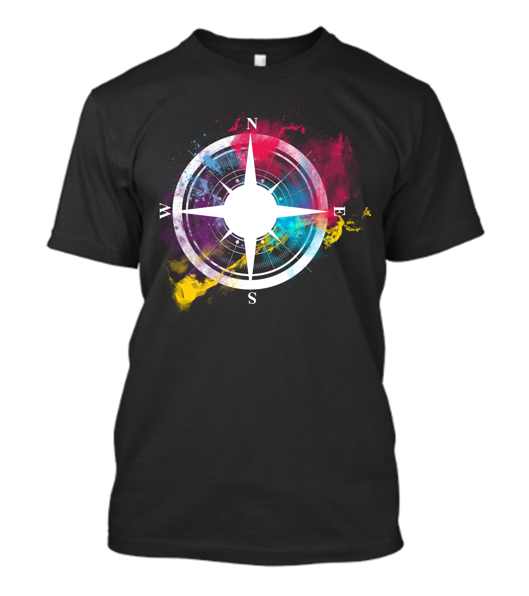Compass Adventure North South East West Vibrant Color Splash T-Shirt