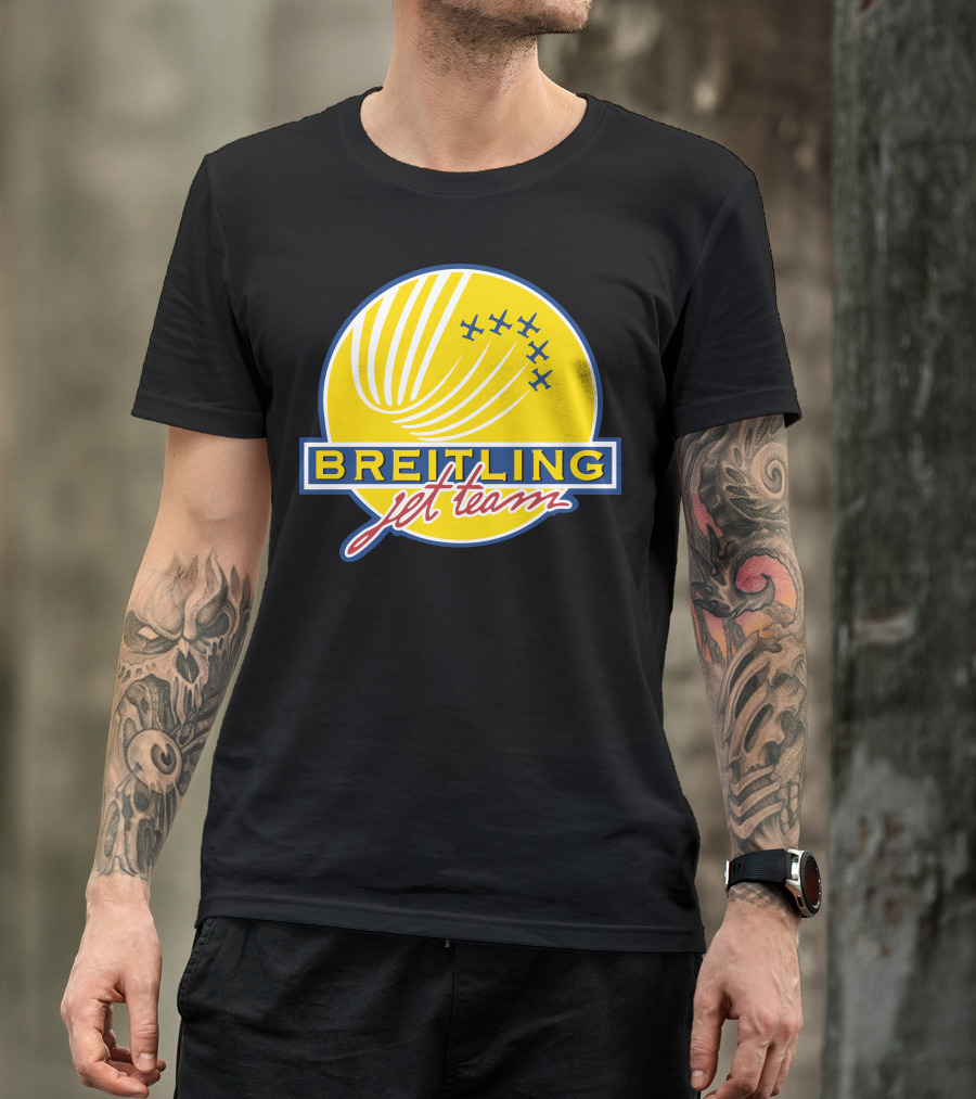 BREITLING Jet Team Logo Airplanes Yellow Circle T-Shirt