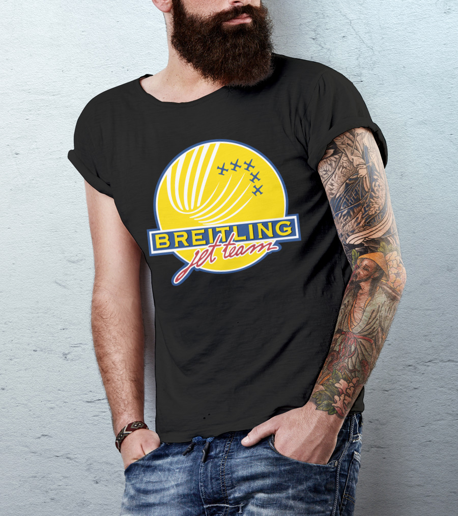 BREITLING Jet Team Logo Airplanes Yellow Circle T-Shirt