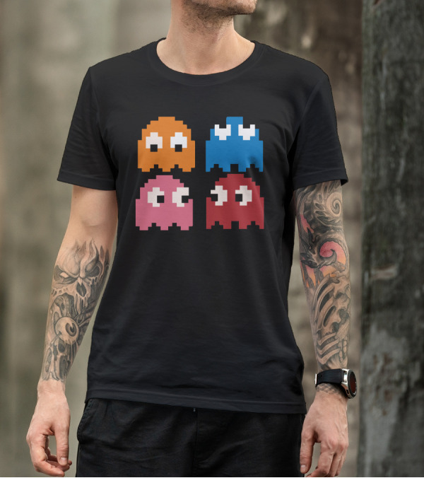 Cool 80s Pacman Ghosts Video Games Vintage Arcade Icons T-Shirt