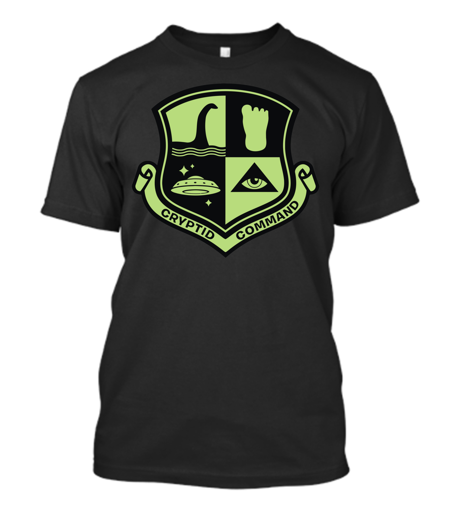 Cryptid Command Loch Ness Bigfoot UFO Eye Shield T-Shirt