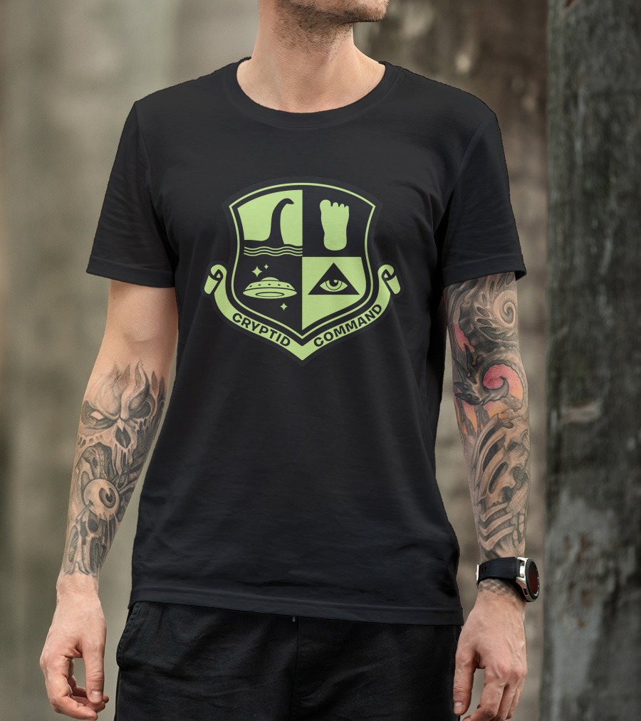 Cryptid Command Loch Ness Bigfoot UFO Eye Shield T-Shirt