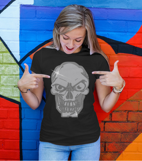 Diamante Skulls Sparkling Mosaic Skull T-Shirt