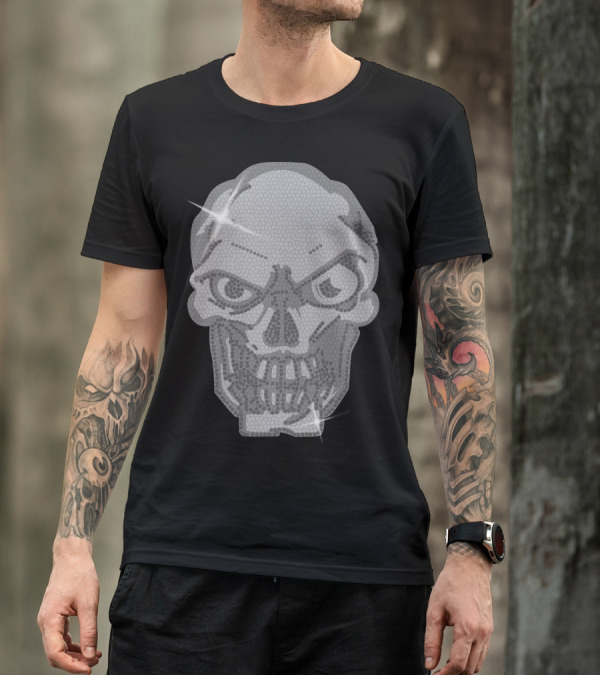 Diamante Skulls Sparkling Mosaic Skull T-Shirt