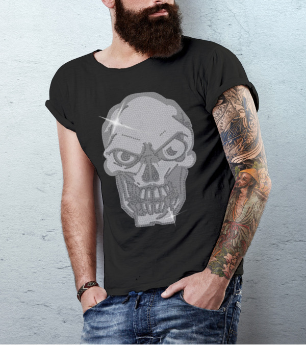 Diamante Skulls Sparkling Mosaic Skull T-Shirt