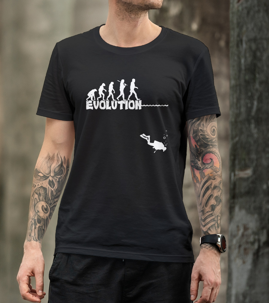 Evolution Of Man With Diver Silhouette Scuba T-Shirt
