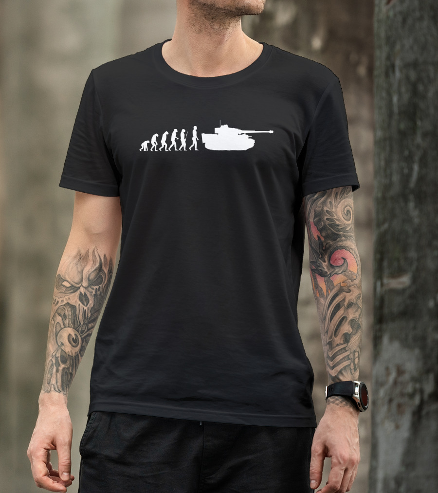 Evolution Of Mankind To Tiger 88 Mm Tank Wehrmacht Germany T-Shirt