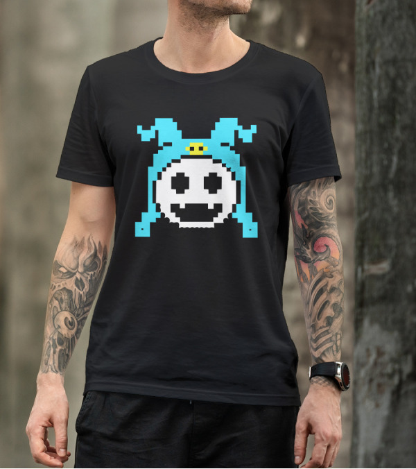 Megami Jack Frost Pixel Art Blue Hat Smiling Face T-Shirt
