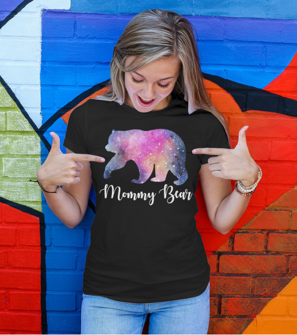Mommy Bear Galaxy Print T-Shirt