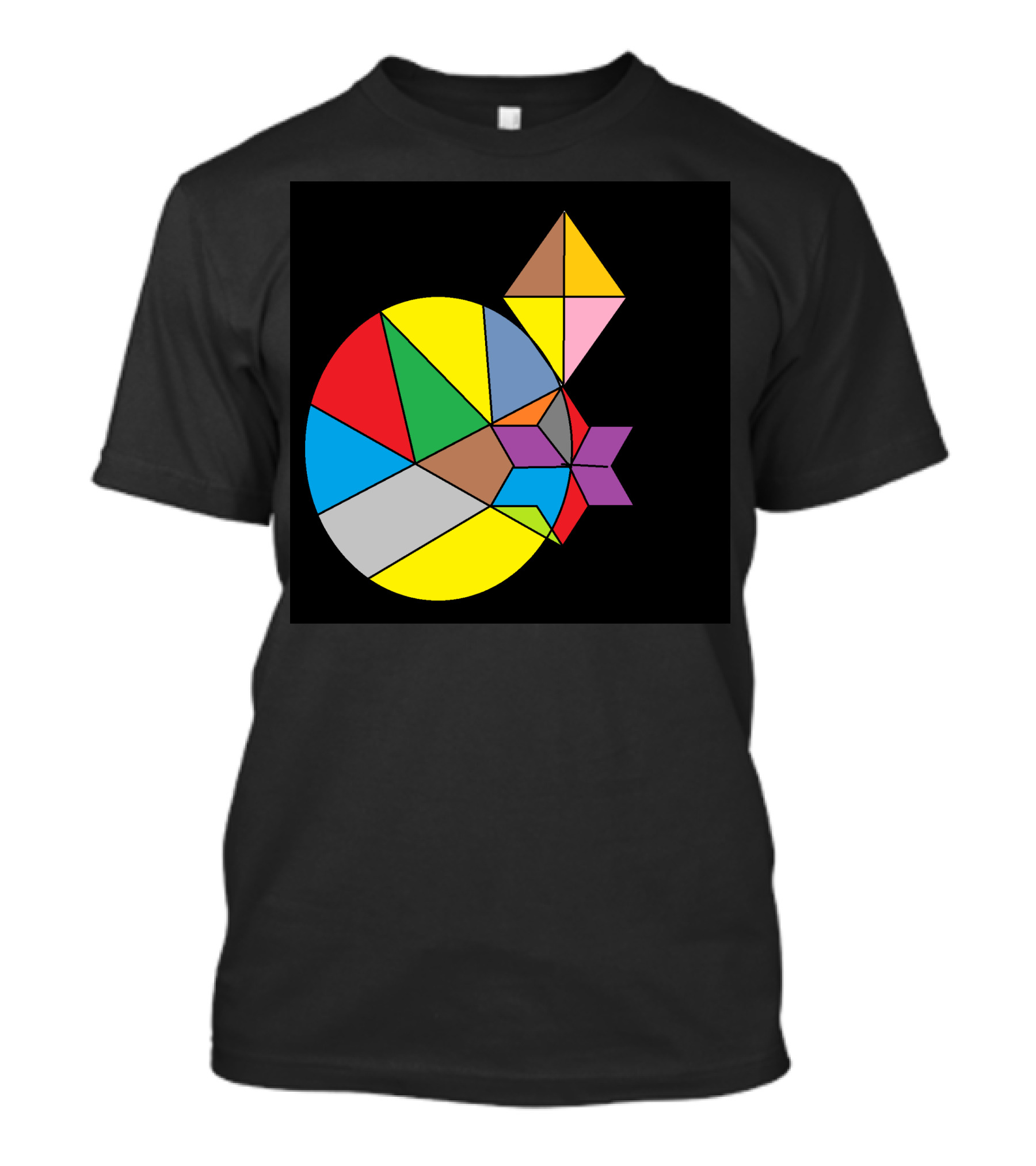 Multishape Colorful Geometric Abstract Shapes In Circular Composition T-Shirt