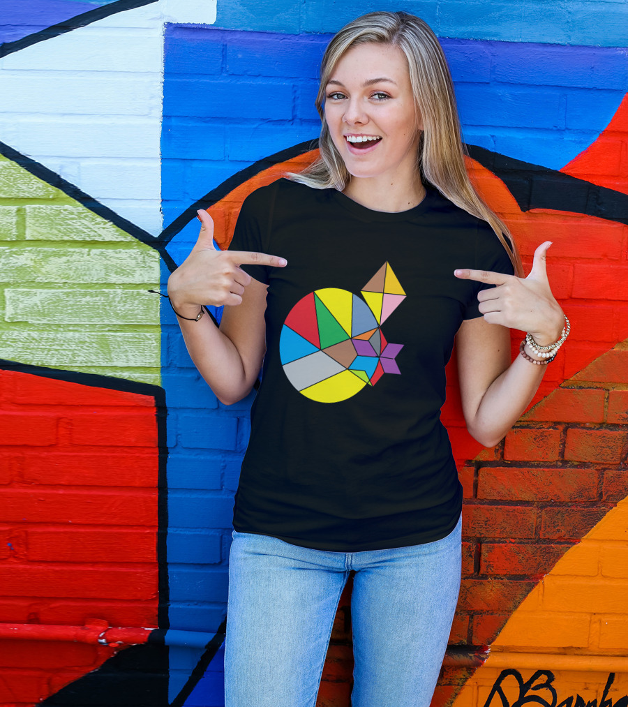 Multishape Colorful Geometric Abstract Shapes In Circular Composition T-Shirt