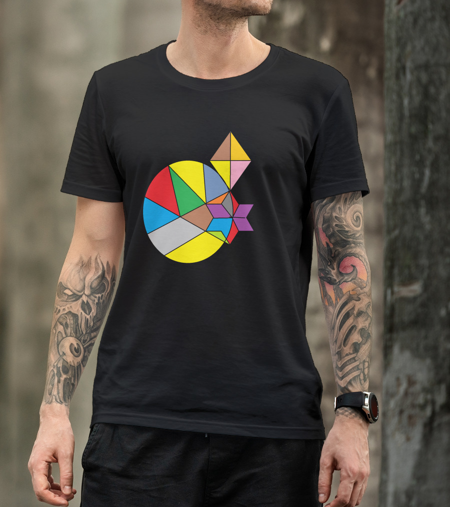 Multishape Colorful Geometric Abstract Shapes In Circular Composition T-Shirt
