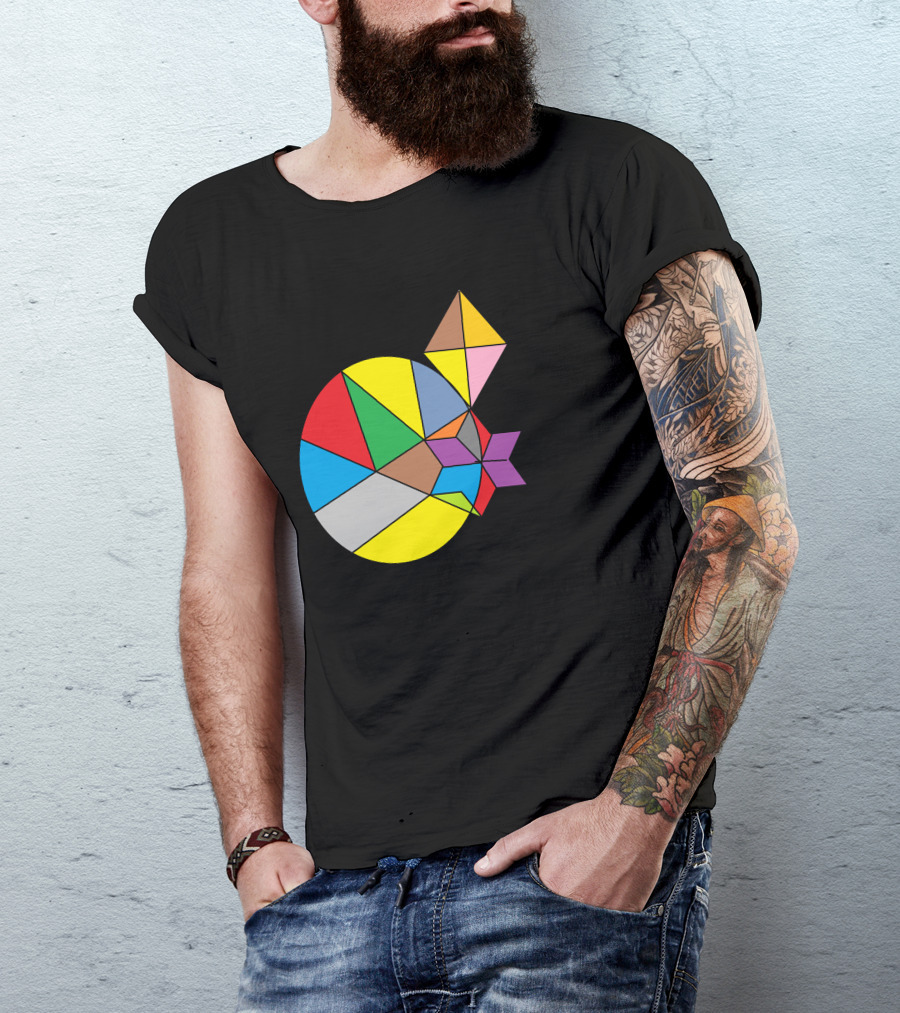 Multishape Colorful Geometric Abstract Shapes In Circular Composition T-Shirt