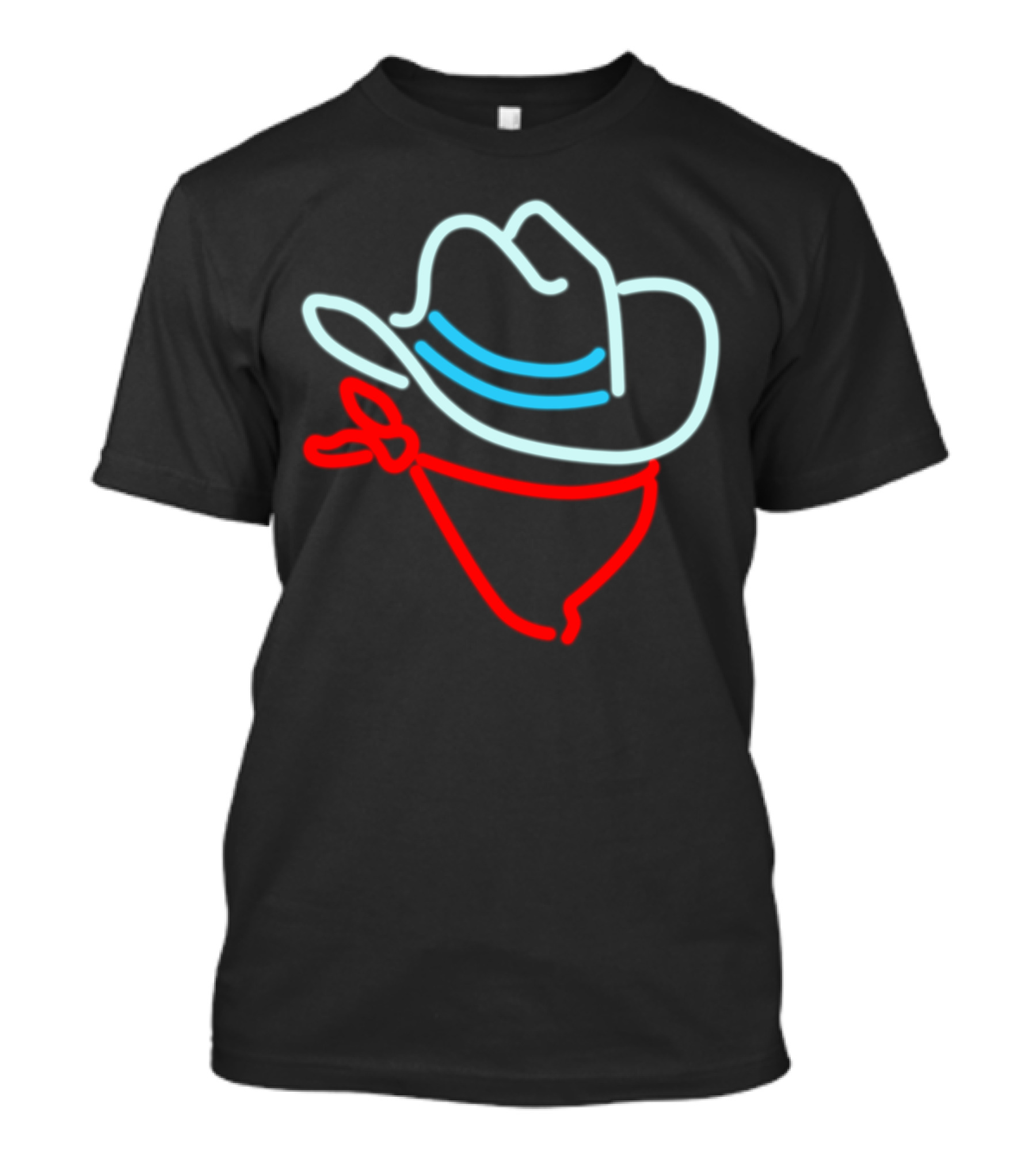 Neon Cowboy Hat And Bandana T-Shirt