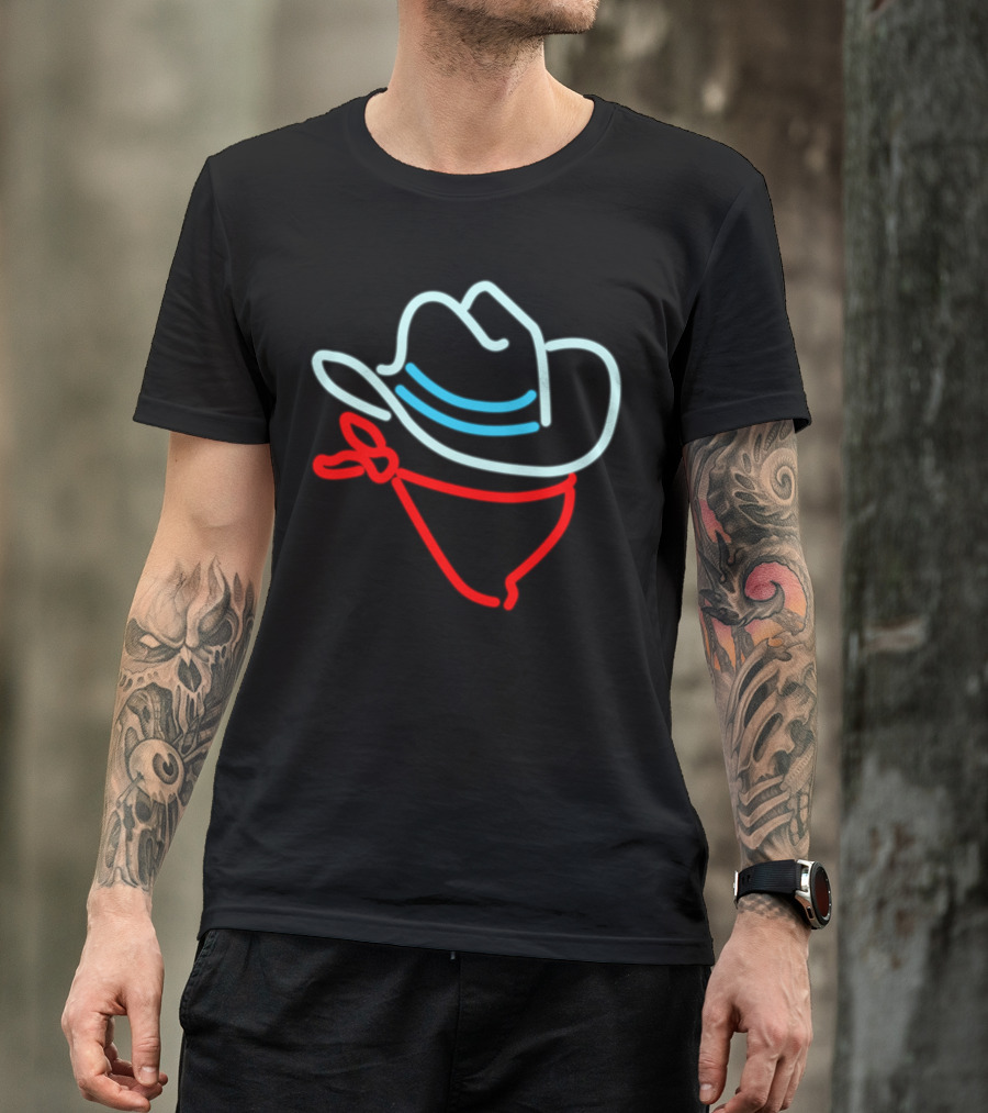 Neon Cowboy Hat And Bandana T-Shirt