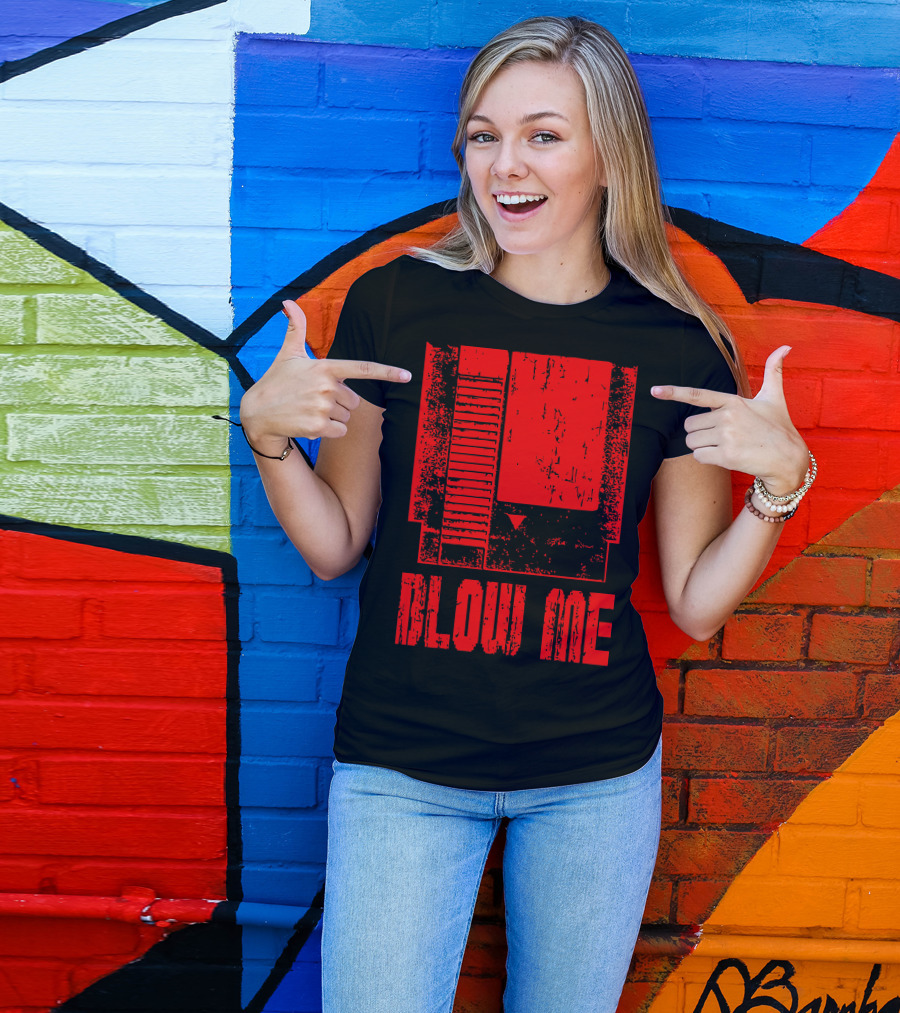 Nes Blow Me Retro Game Cartridge Image T-Shirt