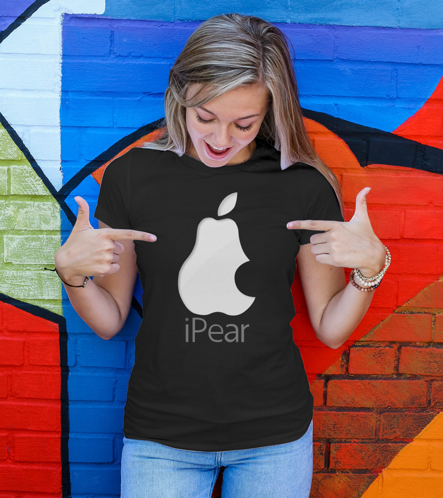 Apple Logo Parody IPear With Pear Shape And Bite Mark T-Shirt
