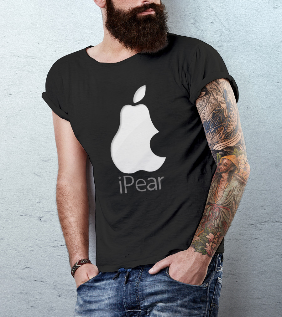 Apple Logo Parody IPear With Pear Shape And Bite Mark T-Shirt