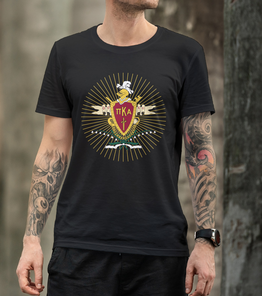 Pi Kappa Alpha Crest Symbol With Knight Helmet And Key Elements T-Shirt