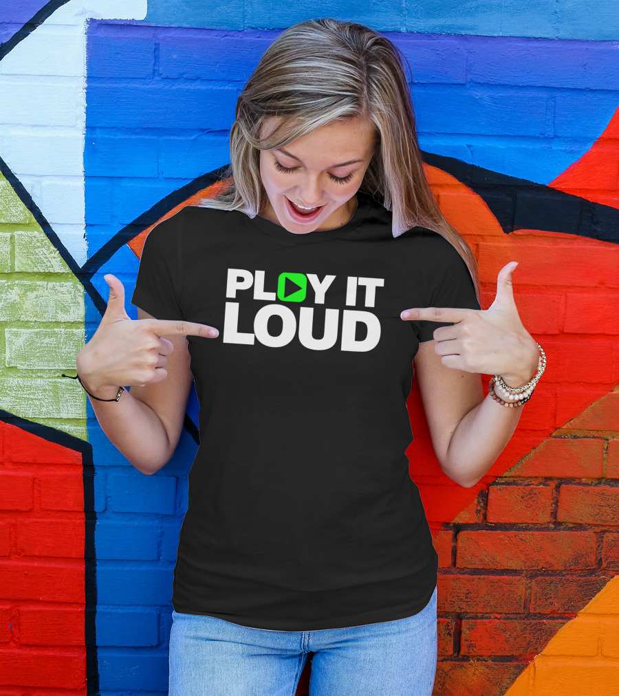 Play It Loud Green Play Button T-Shirt