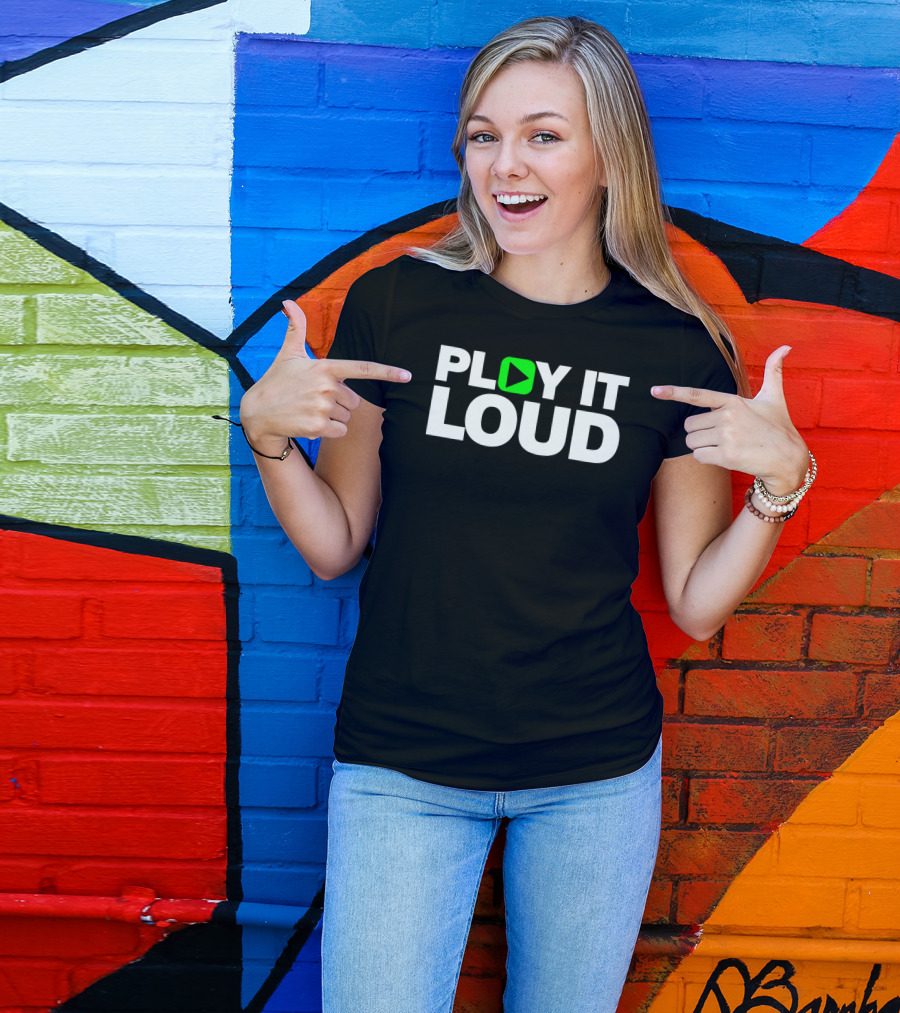 Play It Loud Green Play Button T-Shirt