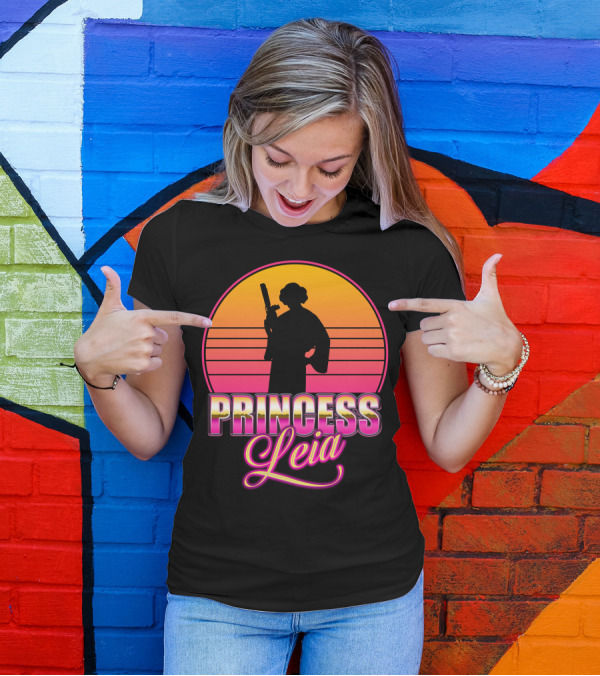 Princess Leia Sunset Silhouette Vaporwave T-Shirt