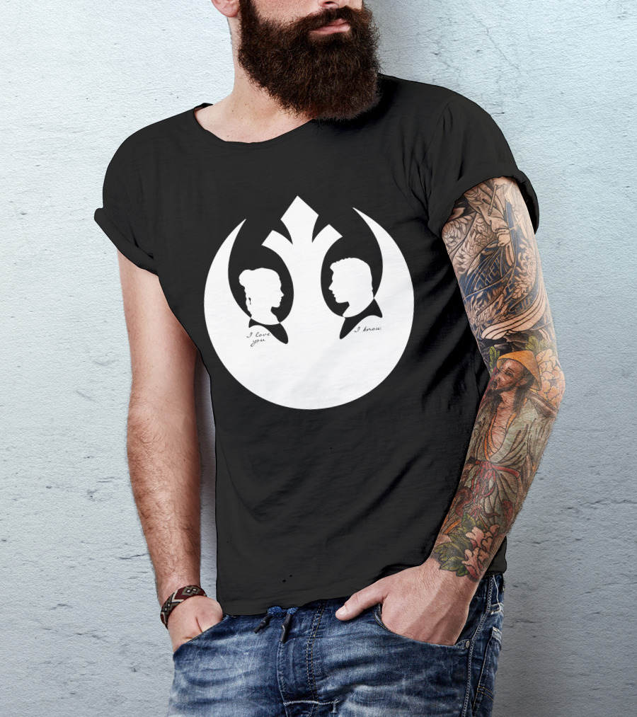 Princess Leia Han Solo Rebel Alliance Vinyl Decals I Love You I Know T-Shirt