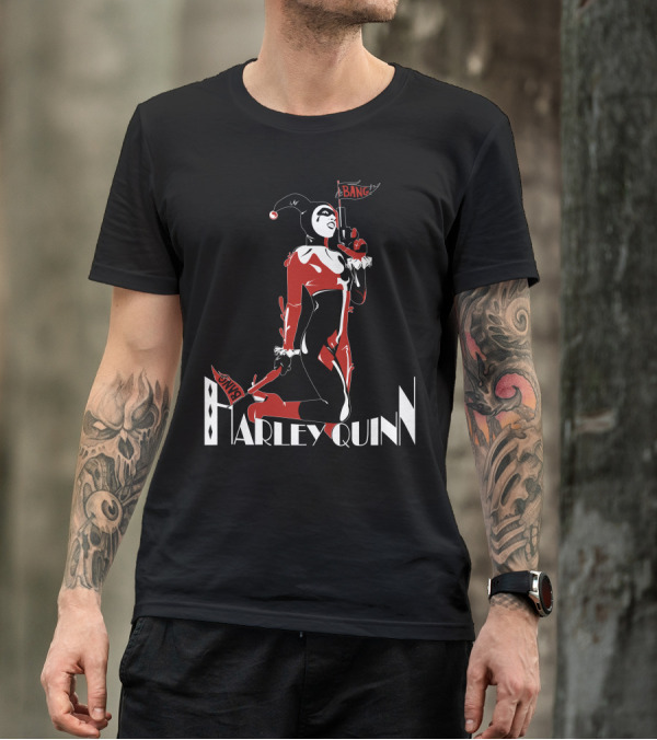 Harley Quinn Joker Jester Bang Comic Villain Costume T-Shirt