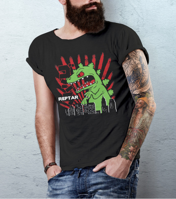 Reptar Rugrats Kaiju Style Urban Skyline T-Shirt