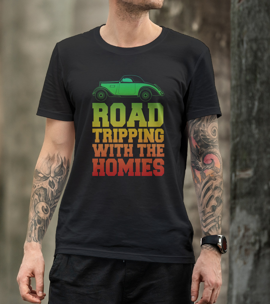 Road Tripping With The Homies Classic Car Adventure T-Shirt