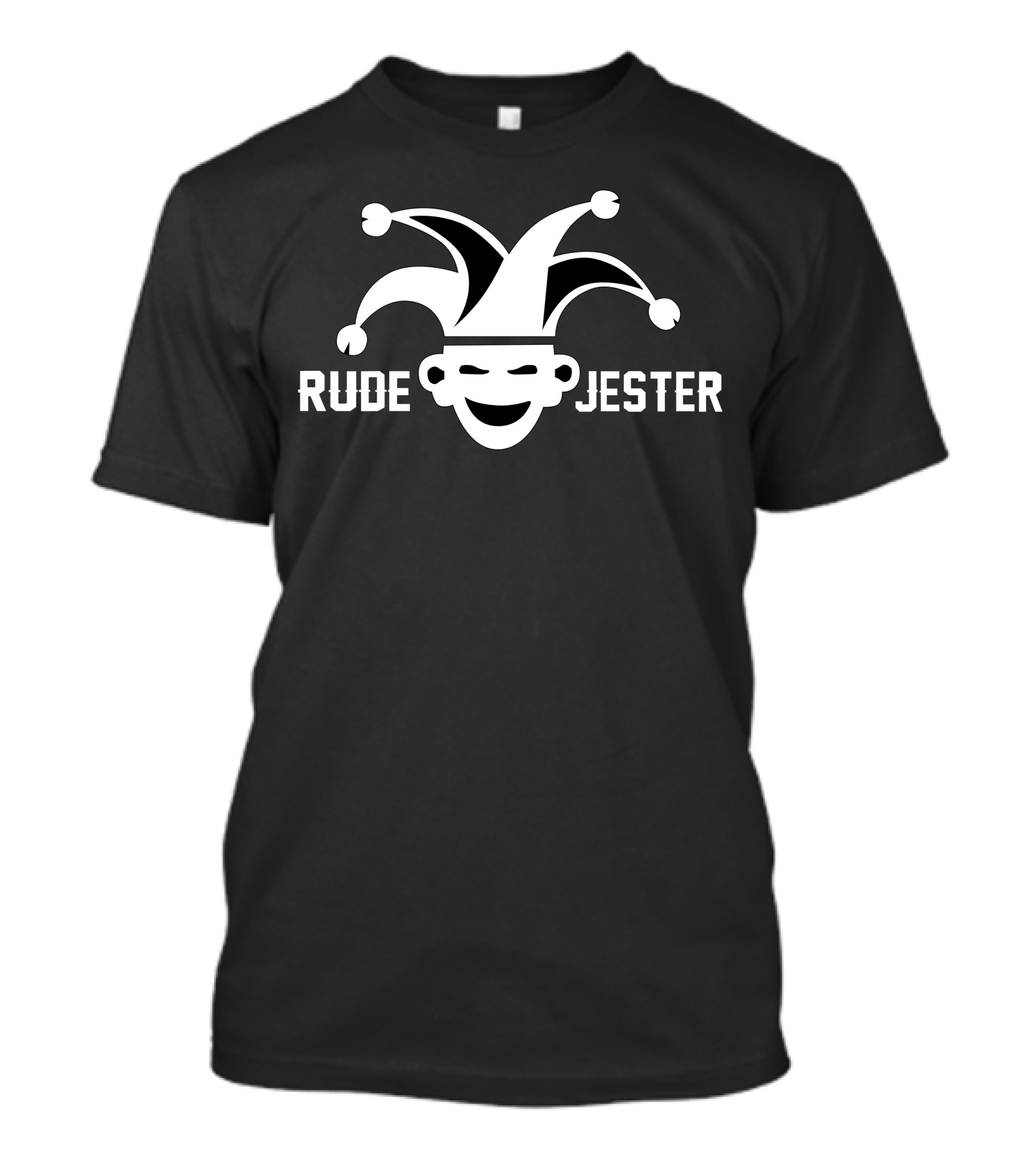 Rude Jester Bold Black And White Joker Emblem T-Shirt