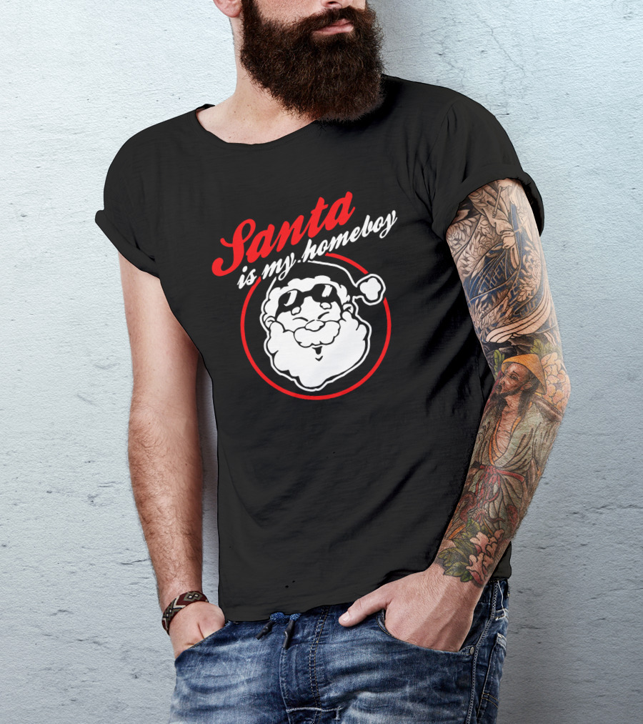 Santa Is My Homeboy Cool Santa Claus Sunglasses T-Shirt