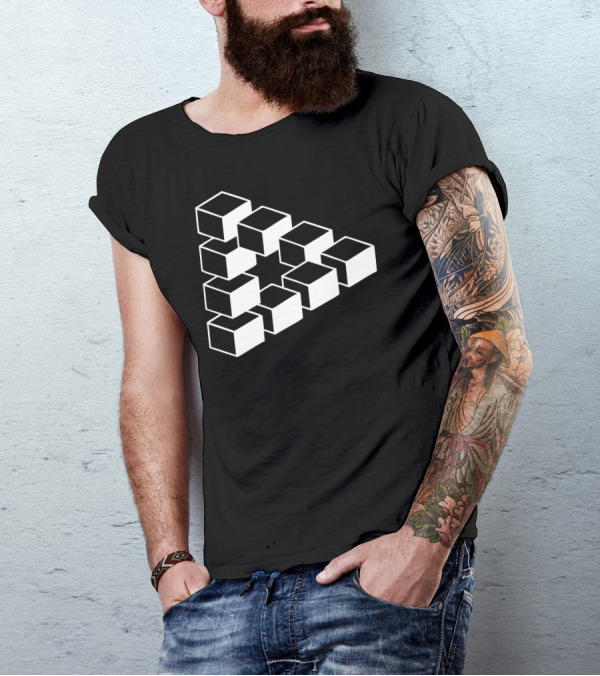 Sheldon Dreieck Big Bang Theory Triforce Illusion 3D Nerd Fun Usa Optical Triangle Illusion T-Shirt