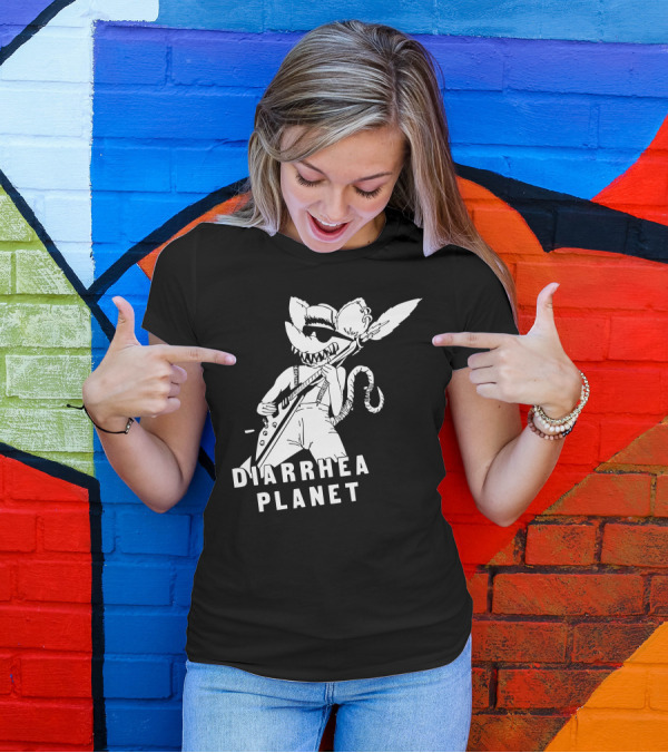 Diarrhea Planet Cartoon Rock Rat Character With Electric Guitar T-Shirt
