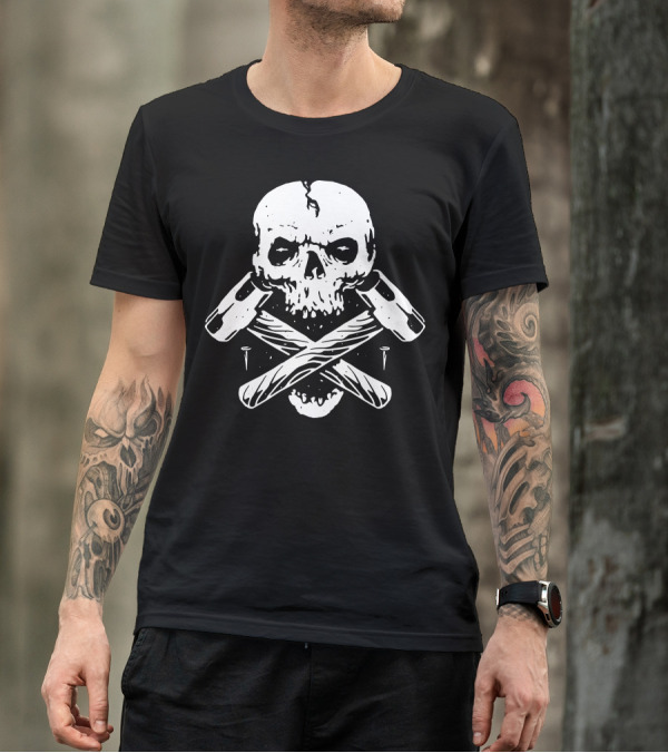 Skull Crossed Hammers And Nails T-Shirt