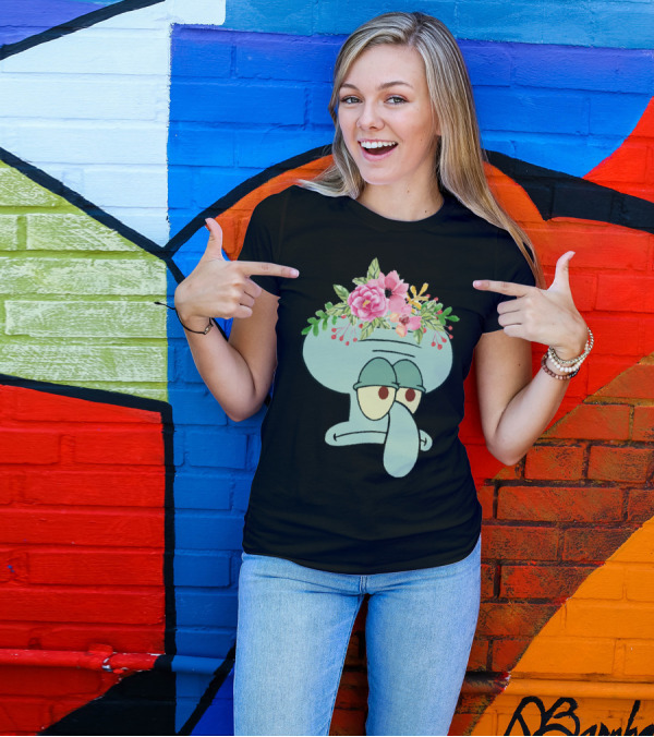 Squidward Floral Crown T-Shirt