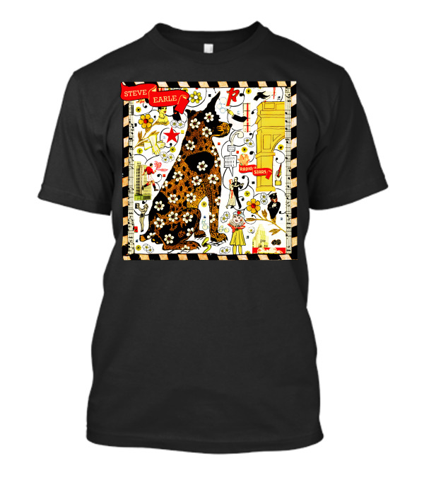 Steve Earle Radio Stars Retro Floral Cat T-Shirt
