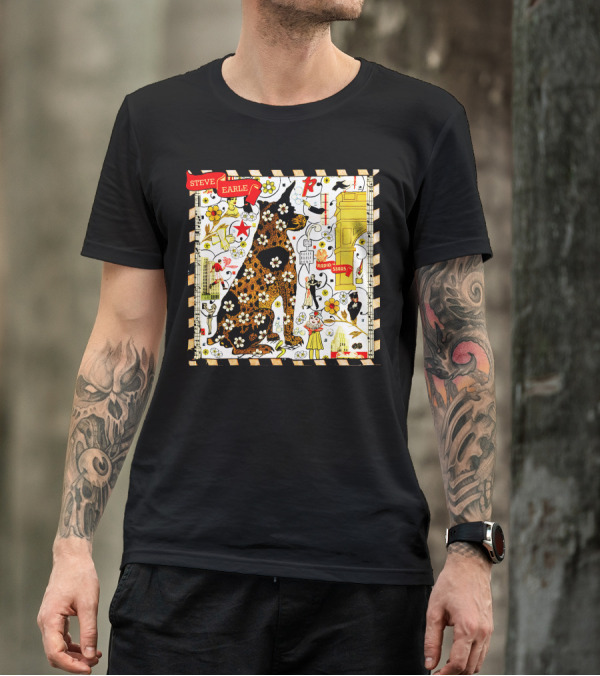 Steve Earle Radio Stars Retro Floral Cat T-Shirt