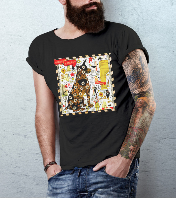Steve Earle Radio Stars Retro Floral Cat T-Shirt