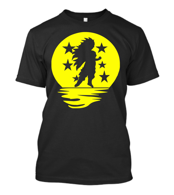 Super Saiyajin Silhouette With Dragonball Stars Moonlit Scene T-Shirt