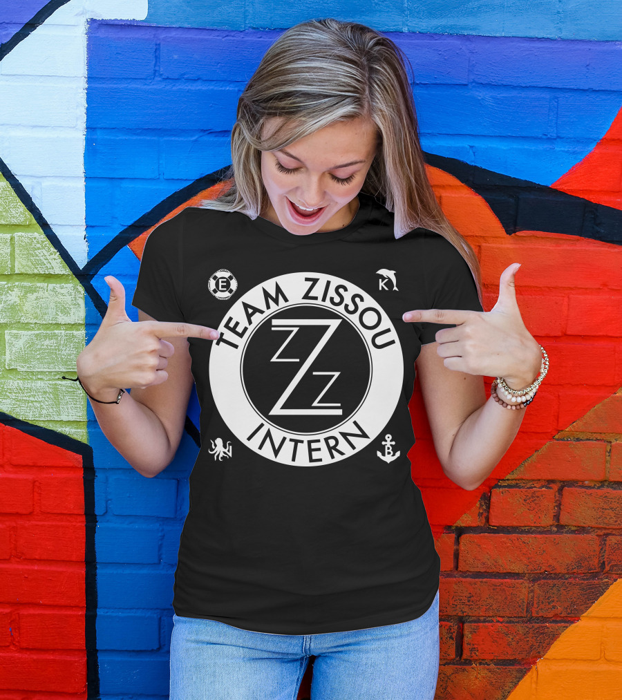 Team Zissou Intern Circle Emblem With Dolphin, Anchor, Octopus, And Lifebuoy Symbols T-Shirt