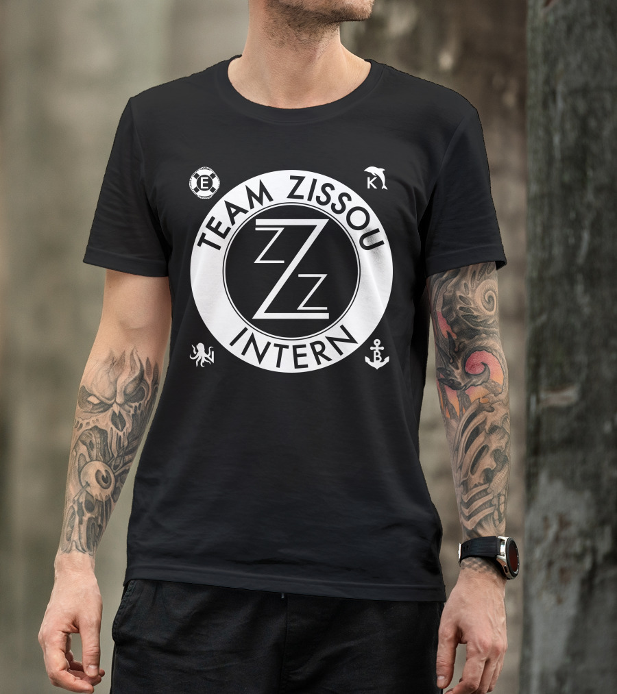 Team Zissou Intern Circle Emblem With Dolphin, Anchor, Octopus, And Lifebuoy Symbols T-Shirt
